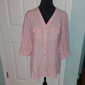 Orvis Rose Pink Linen Blouse